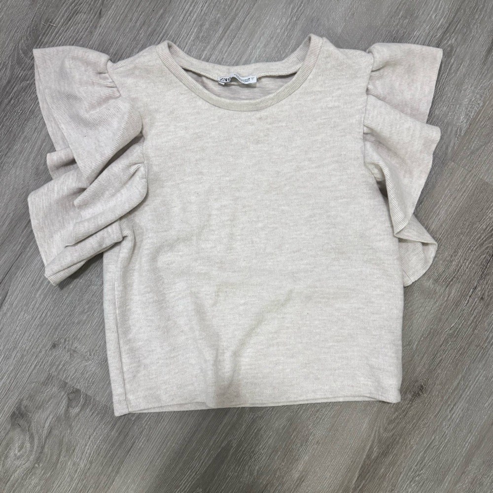 Zara Cream Ruffle Sleeve Blouse